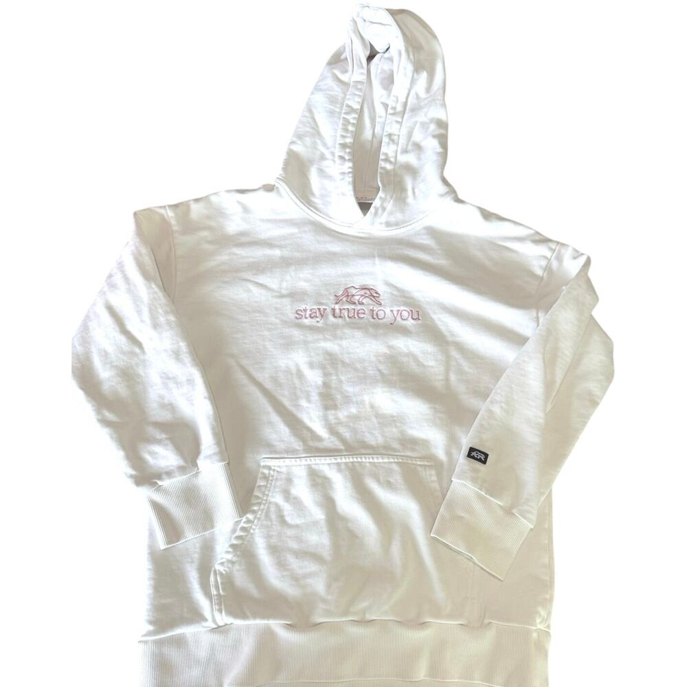 Tiger Friday Stay True Hoodie Adult Small White Pink Embroidered Dance